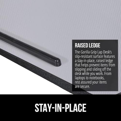 Gorilla Grip Cushion Lap Desk and Gel Memory Foam Wrist Rest, Lap Desk Fits 15 Inch Laptop, Comfortable Foam, Wrist Rest Includes Mousepad Rest, Both in Gray, 2 Item Bundle