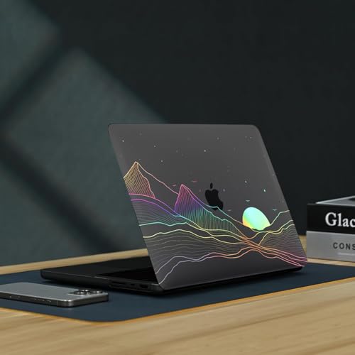 Clear Black Case for MacBook Pro 13 inch 2022-2016 M2 M1 A2338 A2289 A2251 A2159 A1989 A1706, Plastic Hard Shell Case & Keyboard Cover, Sunrise - color: Clear Black Sunrise