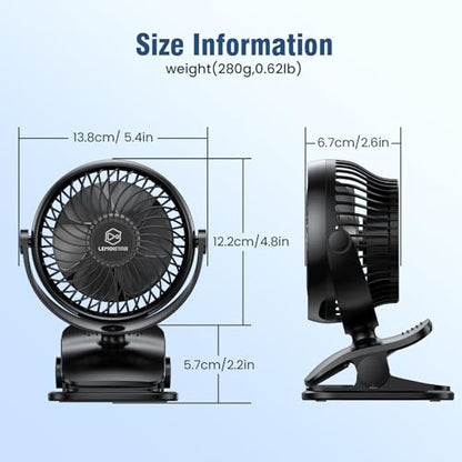 Shinebella AA Battery Car Clip Fan with Aromatic Feature for Sun Visor, 4 Speeds, 5V USB Desk Fan for Stroller, 5'' Small Cooling Vehicle Fan for Headrest/Golf Cart, Quiet, Batteries Not Included