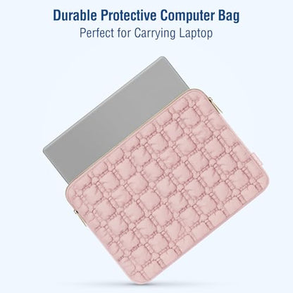 MOSISO Laptop Case 13.3 inch,13-13.3 inch Puffy Laptop Sleeve Carrying Case | Compatible with MacBook Neo/Air 13.6/Pro 13/14, HP Dell ASUS Lenovo, Raised Quilted Grid Computer Bag with Small Case, Pink - color: Pink