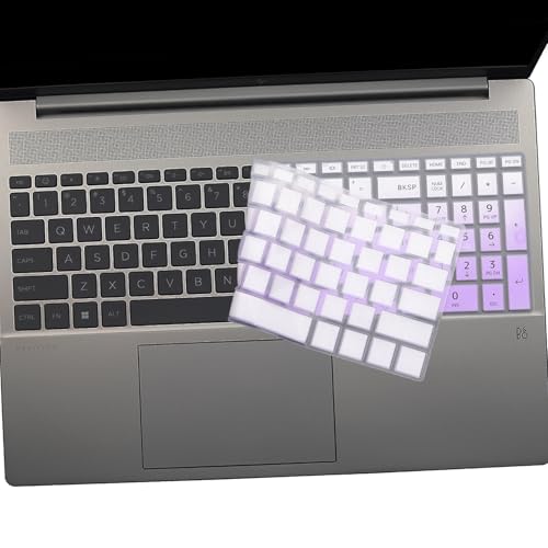 2 PCS Keyboard Cover for HP 15.6" 15-fc 15-fd 15z-fc000 15-fd0083wm 15t-fd000,HP OmniBook 5 AI 16" 16-ag 16-af 16-ba 16-bc 16z-ag100 16z-bc100 Series Laptop 16-af1037nr 16-bc1047nr-OPurlple+Clear - color: OPurlple+Clear