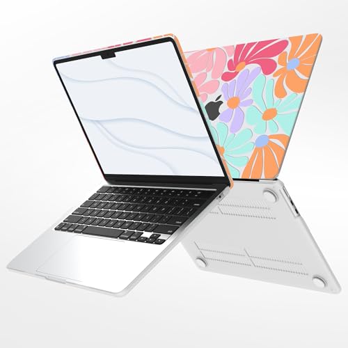 G JGOO Compatible with MacBook Air 15 inch Case 2026 2025 2024 2023 M5 A3448 M4 A3241 M3 A3114 M2 A2941, Clear Protective Plastic Hard Shell Case +Keyboard Cover+Screen Protector, Colorful Flowers - color: Colorful Flower