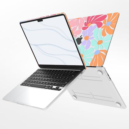 G JGOO Compatible with MacBook Air 15 inch Case 2026 2025 2024 2023 M5 A3448 M4 A3241 M3 A3114 M2 A2941, Clear Protective Plastic Hard Shell Case +Keyboard Cover+Screen Protector, Colorful Flowers - color: Colorful Flower