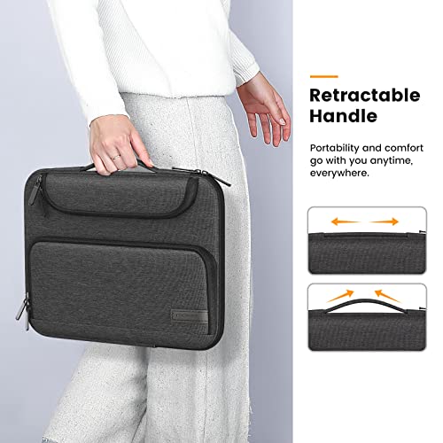 MoKo 13-14 Inch Laptop Sleeve Bag with Double Pockets | Fits Mac Air 13-inch M5, Mac Neo A18 Pro, MacPro 14-inch M5/M4/M3/M2/M1 and Mac Air 13-inch, Black & Gray - color: Black & Gray, style: 13-14 Inch