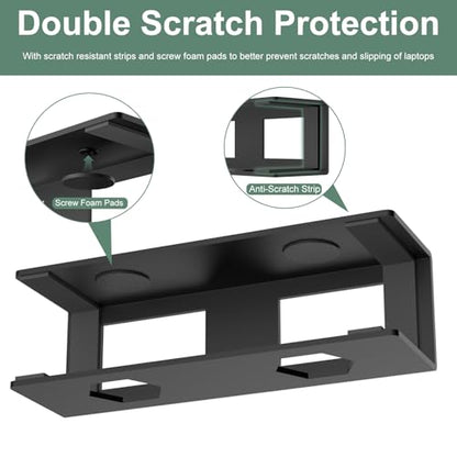 Under Desk Laptop Mount Metal Under Desk Laptop Holder with Anti-Scratch Pads Compatible with Lenovo HP Asus Acer Laptop,Mac Mini,Macbook,Keyboard Under Desk Shelf Tray with Headphone Hanger