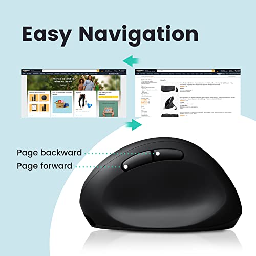 Perixx PERIMICE-819B Bluetooth Portable Vertical Mouse - Wireless 3-in-1 Multi-Device Spec - Silent-Click - Portable Compact Size - Black - Right Handed - style: Rechargeable 3-in-1