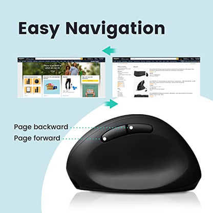 Perixx PERIMICE-819B Bluetooth Portable Vertical Mouse - Wireless 3-in-1 Multi-Device Spec - Silent-Click - Portable Compact Size - Black - Right Handed - style: Rechargeable 3-in-1