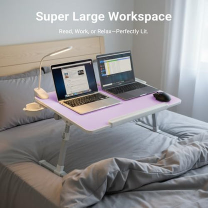 iXTRA Adjustable Laptop Lap Desk with Cooling Fan USB Light for Adults - color: Purple,70x45cm