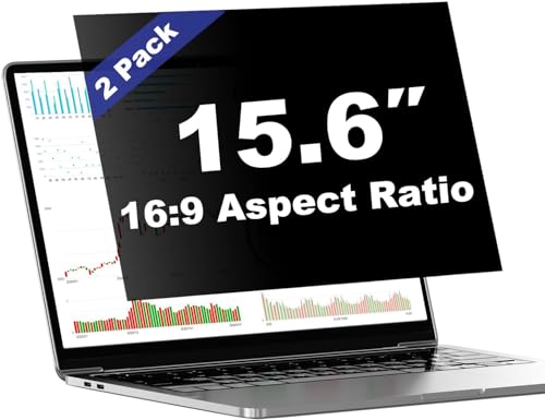 [2 Pack 15.6 Inch Laptop Privacy Screen Shield for 16:9 Widescreen Laptop Monitor - Anti-Glare Blue Light Privacy Filters and Anti Spy Privacy Screen Protector Film | Anti-Glare Blue Light Privacy Filters; Anti Spy Privacy Screen Protector Film - size: [2