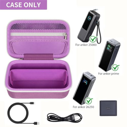 Laptop Power Bank Case for Anker 25000& Prime 27650, Purple | Organizes the Power Bank, Small Cables and 100W Charging Base; Larger 150W Charging Base Does Not Fit, Case Only - color: Purple