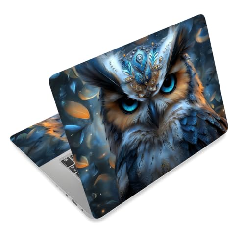 Laptop Skin Sticker Decal for 12 13 13.3 14 15 15.6 in, Universal Vinyl Waterresistant Protector Cover for Notebook PC Netbook, Computer Decor for Women Girls Enchanted Owl - color: Enchanted Owl