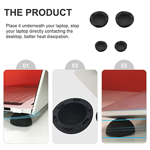 SOLUSTRE Laptop Cooling Ball Pad 4Pcs Silicone Heat Dissipation Feet Riser Stand for Notebook Computer Support and Anti-Slip Cooling Elevator - color: Black