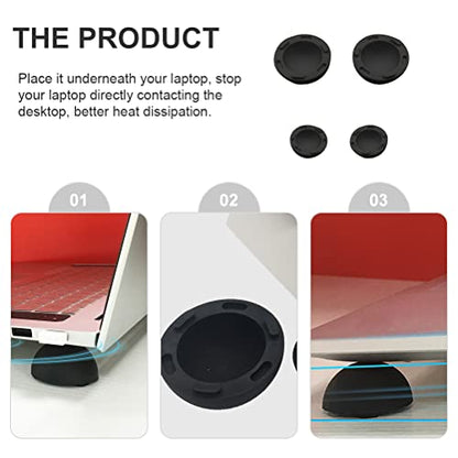 SOLUSTRE Laptop Cooling Ball Pad 4Pcs Silicone Heat Dissipation Feet Riser Stand for Notebook Computer Support and Anti-Slip Cooling Elevator - color: Black
