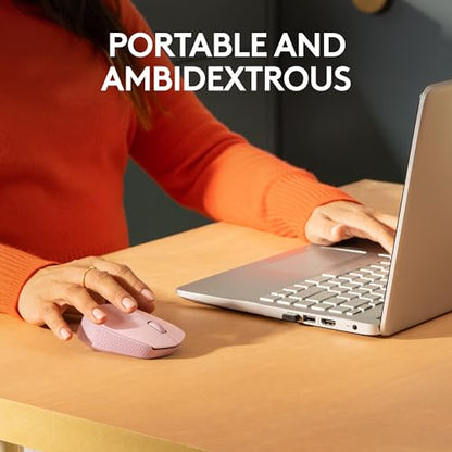Logitech M170 Compact Ambidextrous 2.4 GHz Wireless Mouse - Rose | Ambidextrous mouse with 2.4 GHz USB-A Nano Receiver, Optical Tracking, 12-Months Battery Life, PC, Mac, Laptop compatible - color: Rose