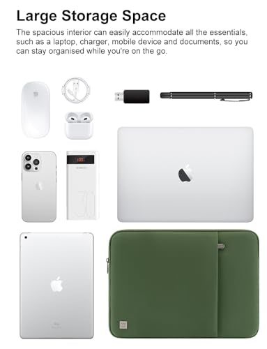 DOMISO Laptop Case Laptop Sleeve Cover for 16 inch MacBook Pro M4/M3/M2/M1 Pro/Max A3403 A3186 A2991 A2780 A2485 A2141,Compatible with 15.6 inch HP Lenovo Dell XPS 16, Avocado Green - color: Avocado Green, size: 15.6 inch