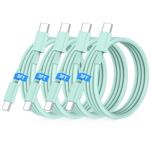 USB C to USB C Cable 3FT for Apple iPhone 16 15 Charger Cord,4Pack 60W C to C Cable Fast Charging Wire for iPhone 16 15 Pro Plus Pro Max iPad Pro/Air MacBook Pro/Air,for Galaxy S24 S23-Light Green - color: Light Green, size: 4Pack 3Feet 60W