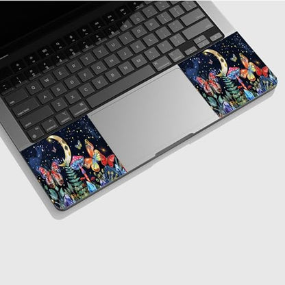 Universal Laptop Skin Sticker with 2 Wrist Pad Skins, Waterproof Scratch Resistant Vinyl Laptop Cover Decal, Cut to Fit for 11–15.6 Inch MacBook HP Dell Lenovo, Floral Butterfly Moon Mushroom - color: Floral Butterfly Moon Mushroom