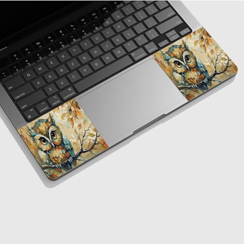 Universal Laptop Skin Sticker with 2 Wrist Pad Skins, Waterproof Scratch Resistant Vinyl Laptop Cover Decal, Cut to Fit for 11–15.6 Inch MacBook HP Dell Lenovo, Art Owl - color: Art Owl