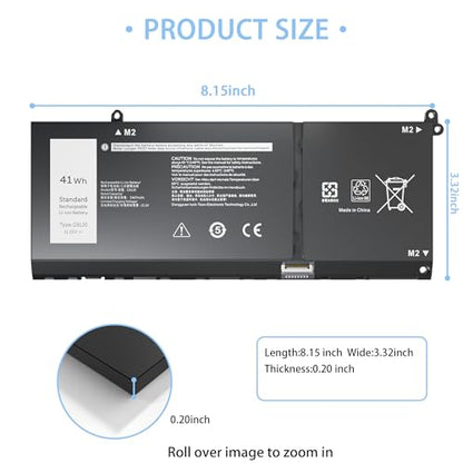 41Wh G91J0 JGCCT N9XX Battery Replacement for Dell Latitude 3520 3420 3320 3330 Inspiron 3510 3511 3515 3525 3530 5310 5410 5418 5510 5515 5518 14 Plus 7420 7415 2-in-1 Vostro 5620 5625 11.25V - size: 6.92*3.75*0.55inch G91J0