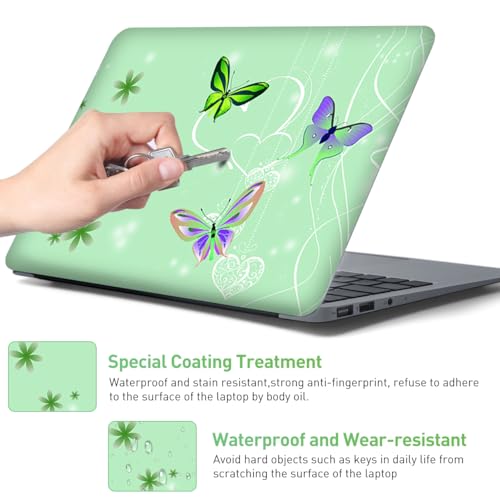 15-15.6 inches Netbook Laptop Skin Sticker Decal Reusable Cover Protector for 11.6 12 13 13.3 14 15 15.4 Notebook Chromebook PC, Scratch-Resistant Waterproof I Mint Green Butterfly - color: Mint Green Butterfly