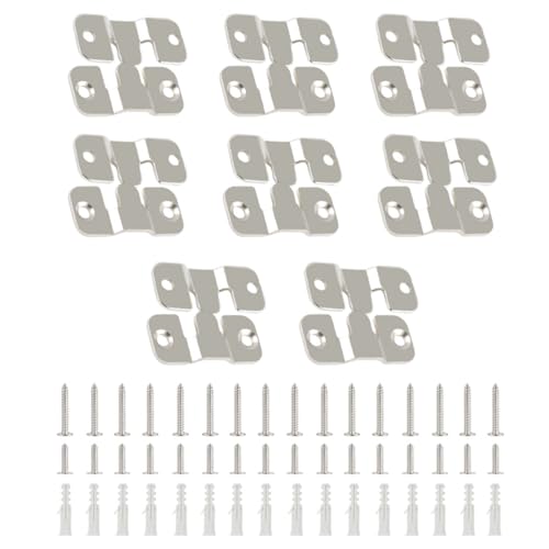 16Pcs Stainless Steel Interlock Hanging Buckle, Flush Concealed Mount Brackets Z Clip for Picture Display Art Gallery (S2, Iron) - color: Iron, size: Small With Screws