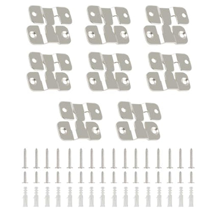 16Pcs Stainless Steel Interlock Hanging Buckle, Flush Concealed Mount Brackets Z Clip for Picture Display Art Gallery (S2, Iron) - color: Iron, size: Small With Screws