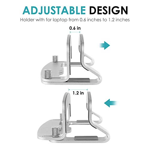 LOTEYIKE Aluminum Vertical Laptop Stand, MacBook Pro Laptop Vertical Stand Dock Holder with Adjustable Slot Fits All Laptops Notebook Tablets MacBook Air- Save Space & Improve Airflow, Silver | with Adjustable Slot Fits All Laptops Notebook Tablets MacBoo