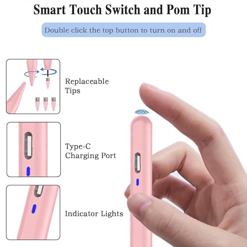 Universal Magnetic Stylus Pen for iOS/Android,Rechargeable Touch Screen Pen for Drawing&Writing Tablet Stylus for iPhone/Samsung/XiaoMi/Huawei/Vivo/Lenovo and Other Android Device-Pink - color: Pink