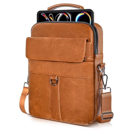13 Inch Laptop Shoulder Bag Leather Carrying Case for Macbook Air 13" M5 M4 M3 M2 A3420 A3113 A2681/ MacBook Neo 13 A18 Pro - color: Brown