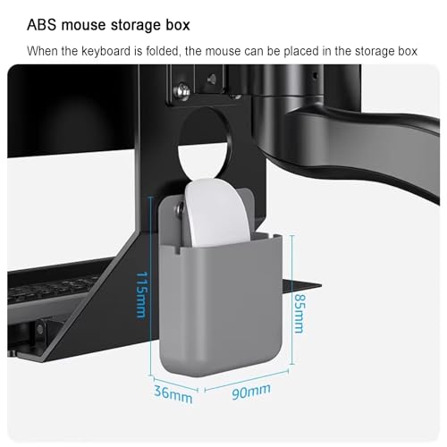 Monitor and Keyboard Wall Mount, Stand/sit Workstation, with Pneumatic Arm, Load 10kg, with 60cm Foldable Keyboard Tray, for 15-32 Inch Single Screen - color: Silver