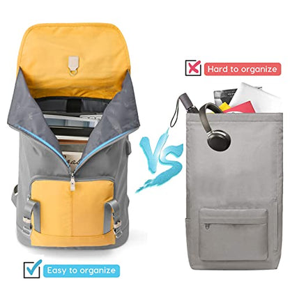 YAMTION 17" Laptop Backpack for Girls & Boys Teens, College Bookbag High School Backpack with USB Charging Port for Women & Men - color: Yellowgrey