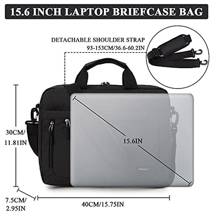 RAVUO Laptop Bag for Men, Water Resistant Shoulder Messenger Bag 15.6inch Computer Carrying Case Business Briefcase with Organizer Pocket | Carrying Case - color: 15.6inch-black