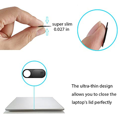 ZUCUCUC Laptop Camera Cover Slide, 12 Pack Webcam Cover, Phone Camera Cover, Ultra-Thin Computer Slide - Fits Most Laptop, Desktop, PC, Tablet, Smartphone to Protect Your Privacy and Security - color: Black (Small 6 Pcs+Large 6 Pcs)