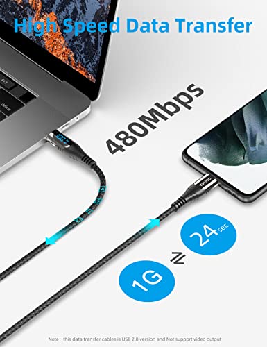 USB C to USB C Cable, 100W USB C Charger Cable with LED Display, Type C Fast Charging Cable Compatible with iPhone 16/15 Pro Max, MacBook Pro, iPad Pro, Galaxy S24 Ultra, Pixel, 3.3ft - size: 1M
