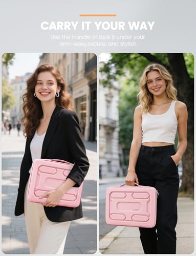 DOMISO 13.3 inch Laptop Sleeve with Handle Shockproof Computer Bag Waterproof EVA Protective Carrying Case for 13-13.3 inch Notebooks/13 MacBook Air/MacBook Pro Retina/Dell XPS 13/HP, Pink - color: Pink, size: 13.3 inch