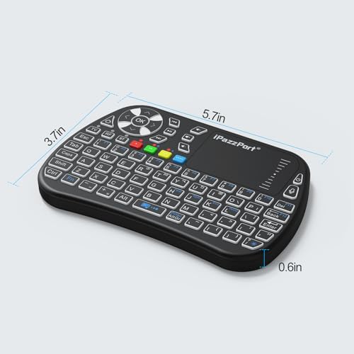 iPazzPort Mini Keyboard,Bluetooth&2.4G with Touchpad, Portable Wireless Keypad with IR Learning, RGB Backlight, Rechargeable, for PC,Android TV Box,Mac, Nvidia Shield, Laptop,Essential Home Keypad