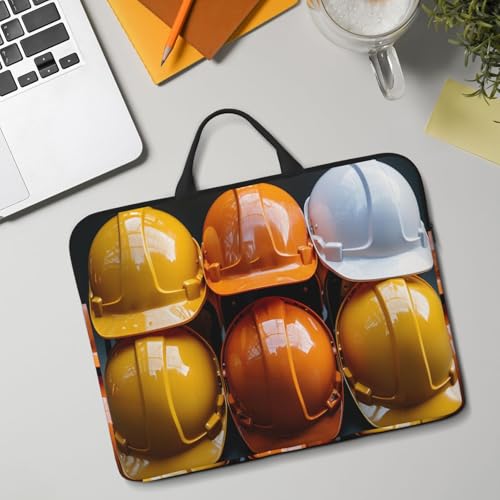 14 Inch Laptop Sleeve Case Waterproof Travel Laptop Bag Handbag Shockproof Protective Computer Cover Construction Helmets Carrying Bag Briefcase with Handle for 13-14 Inch Notebook