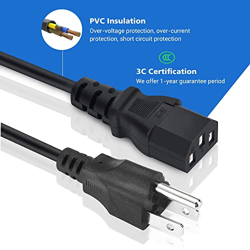 Facmogu 3 Prong 12V 5A 60W AC to DC Power Supply Adapter with 9.84ft / 3m Long Cable, 5.5x2.1mm & 2.5mm Plug, AC 100-240V to DC 12V Switching Transformer Converter for LED Strip LCD Screen - size: 12V 5A (3 Prong Plug)
