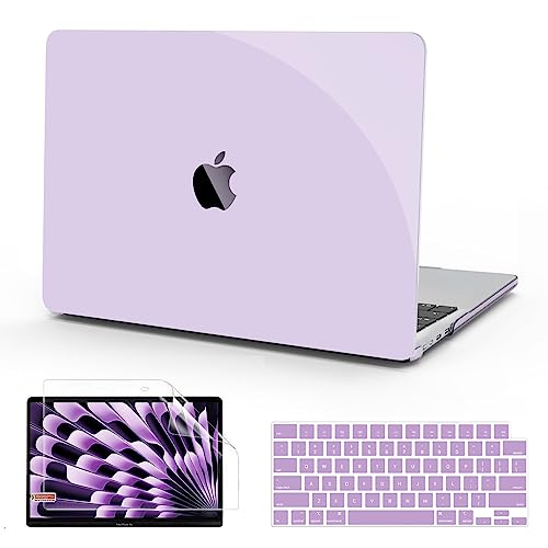B BELK for MacBook Air 15 inch Case 2026-2023 M5 M4 M3 M2, Crystal Purple | A3448 A3241 A3114 A2941, Plastic Laptop Hard Shell Case with Keyboard Cover & Screen Protector, Lightweight, Easy Snap-On - color: Purple