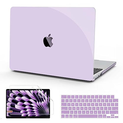 B BELK for MacBook Air 15 inch Case 2026-2023 M5 M4 M3 M2, Crystal Purple | A3448 A3241 A3114 A2941, Plastic Laptop Hard Shell Case with Keyboard Cover & Screen Protector, Lightweight, Easy Snap-On - color: Purple