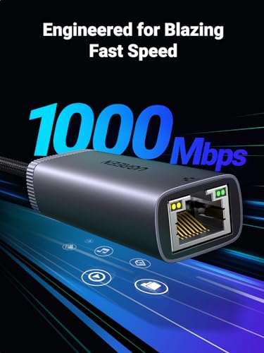 UGREEN USB to Ethernet Adapter USB 3.0 to 10 100 1000 Mbps Gigabit LAN Network Adapter RJ45 Internet Adapter Compatible with Nintendo Switch Laptop PC MacBook Surface XPS Raspberry Pi 4b, and More