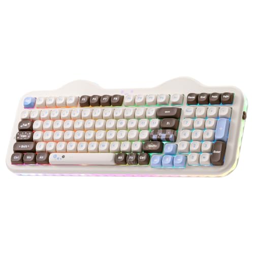 YUNZII C98 Wireless Mechanical Keyboard with Number Pad,98 Key BT5.0/2.4G/USB-C Hot Swap Gasket Mount with PBT MOA Keycaps,Custom RGB,Cute Cake Keyboard for Win/Mac (Choco, Milk V2 Linear Switch) - color: Choco, size: Milk V2 Linear Switch