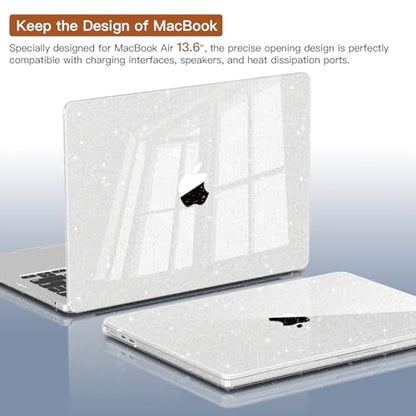 CISSOOK Compatible with MacBook Air 13.6 inch Case A3449 A3240 A3113 A2681 | 2026 2025 2024 2023 2022, Sparkly Hard Shell Case Keyboard Cover for MacBook Air 13 inch M2 M3 M4 M5, Glitter Clear - color: Air13.6inch-Clear Glitter Star