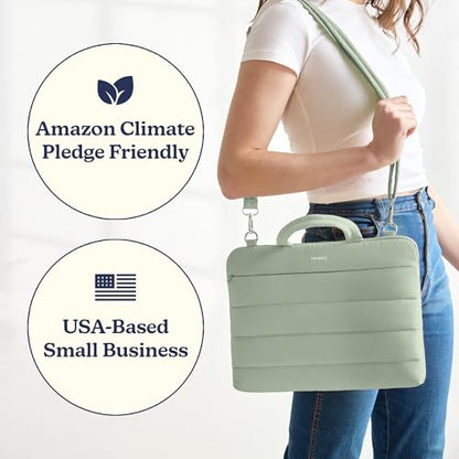 Vandel 13-14 inch Laptop Carrying Case Sleeve w. Strap, Shoulder Bag Handle | Fits MacBook Air 13 Inch MacBook Pro 14 Carrying Case Messenger, Laptop Computer Bag for Women, Hidden Front Zipper Pocket - color: 3. Sage, size: 13-14 Inch