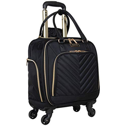 Kenneth Cole REACTION Chelsea 2-Piece Bundle - 17" 4-Wheel Spinner Underseat Carry-On Luggage & Matching 15" Laptop Backpack, Black - color: Black, size: 2pc Bundle (Underseater+Backpack)