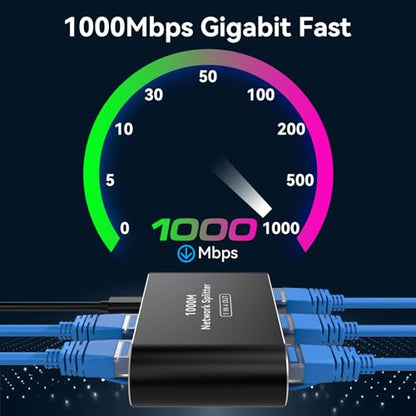 THXCDBID Ethernet Splitter 1 to 4 1000Mbps LAN Splitter Network Switch Ethernet Switch Suitable for Cat6/7/8 Cable with USB C Power - size: Ethernet Splitter 1 to 4