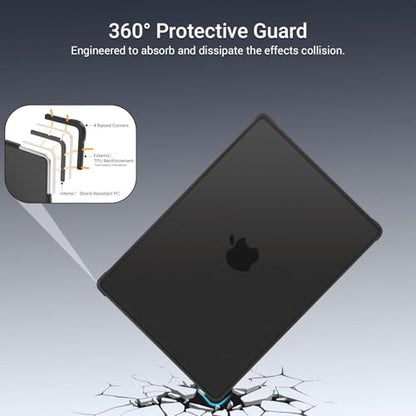 MOSISO Anti-Crack Case for MacBook Air 13 inch M5 M4 M3 M2 2026-2022 | 3 in 1 Kit Anti-Fingerprints Reinforced TPU Bumper Hard Shell for MacBook Air 13.6, A3449 A3240 A3113 A2681, Black - color: Black