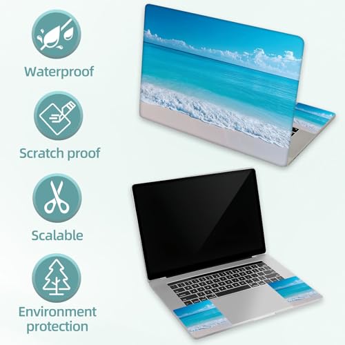 Universal Laptop Skin Decal, 3-Piece Vinyl Protector for 12 13 14 15.6" Notebook, Waterproof Anti-Scratch, Easy Trim & Bubble-Free Finish, Serene Beach Scene - color: Serene Beach Scene
