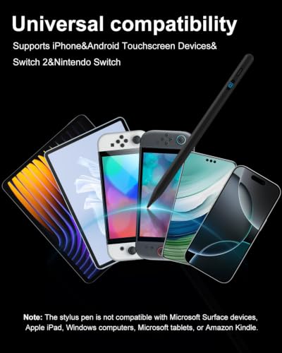 DIGIROOT Stylus Pen for iPhone, High Senstivity Universal Stylus Pen, Black | 3X Fast Charging, with LED Power Display, Magnetic Adsorption, Compatible with iPhone/Andriod/Tablet/Switch/Samsung Galaxy - color: Black