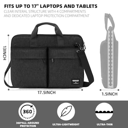 KINGSLONG 17-17.3 inch Slim Laptop Bag, Computer Carrying Case with Shoulder Strap, Notebook Handbag Cover for Men Women Fits Acer Asus Lenovo HP Toshiba Black - color: Black, size: 17 - 17.3 Inch